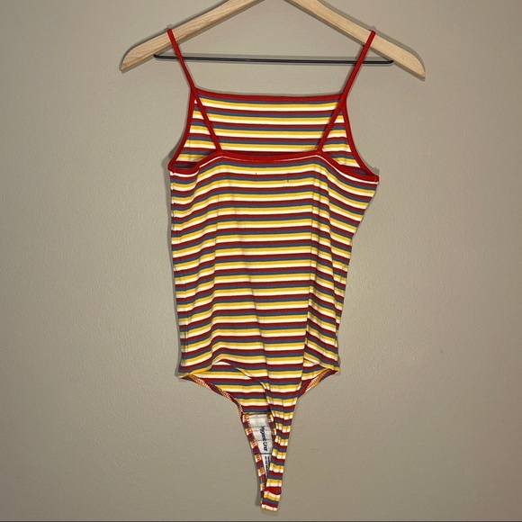 Women's M Madewell Ribbed Tank Bodysuit Slim Fit Striped - Picture 5 of 10